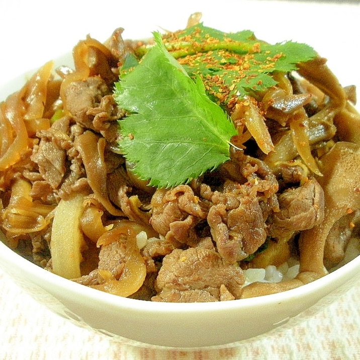 マイタケでお肉柔らか！ちょっと中華な黒毛和牛丼♪